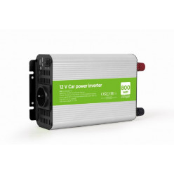 EnerGenie EG-PWC800-01, 12 V Car power inverter, 800 W, with USB port / 5V-1A, Input: 10-16 VDC (accumulator directly) - Output: 230 VAC +/- 10% at 50 Hz (+/-3Hz), modified sine wave